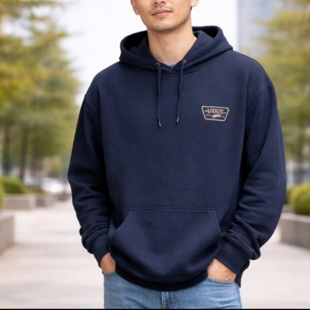 Vans Blue Pullover Hoodie Size M Skate Streetwear Sweatshirt